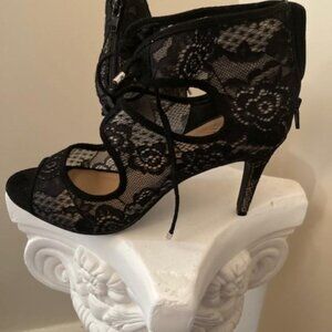 Impo Trini party shoes, Size 7 1/2, 3-inch heels,  Black lace